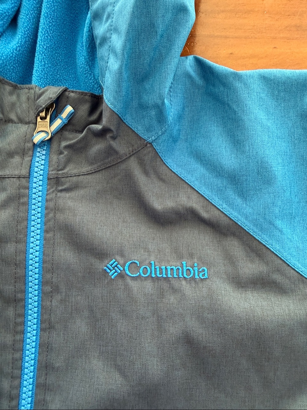 Columbia Boys' Blue and Gray Hooded Active Jacket
